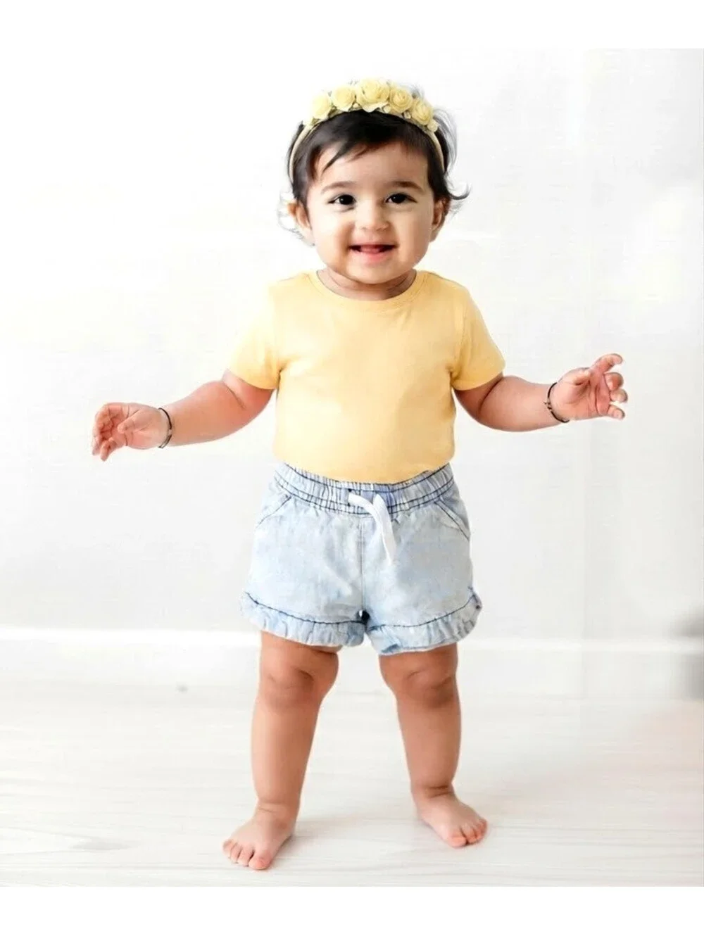 Cat & Jack Baby Girls' Light Wash Blue Shorts 12M